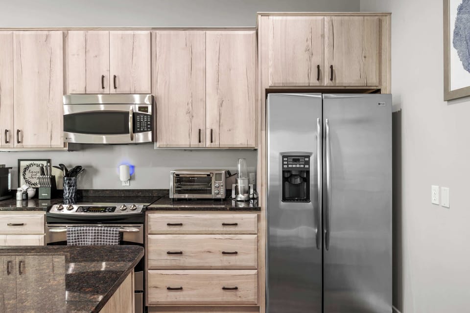 Kitchen: Cook in style — a sleek, fully equipped kitchen designed for both gourmet meals and casual mornings.