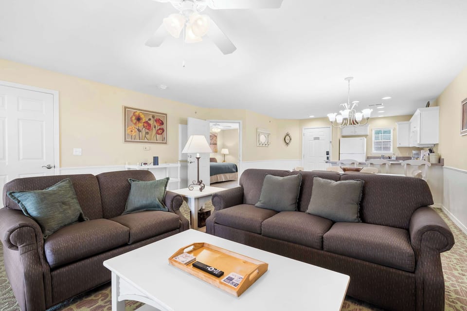 Curl up in the elegant living room & stream your favorites on the smart TV​