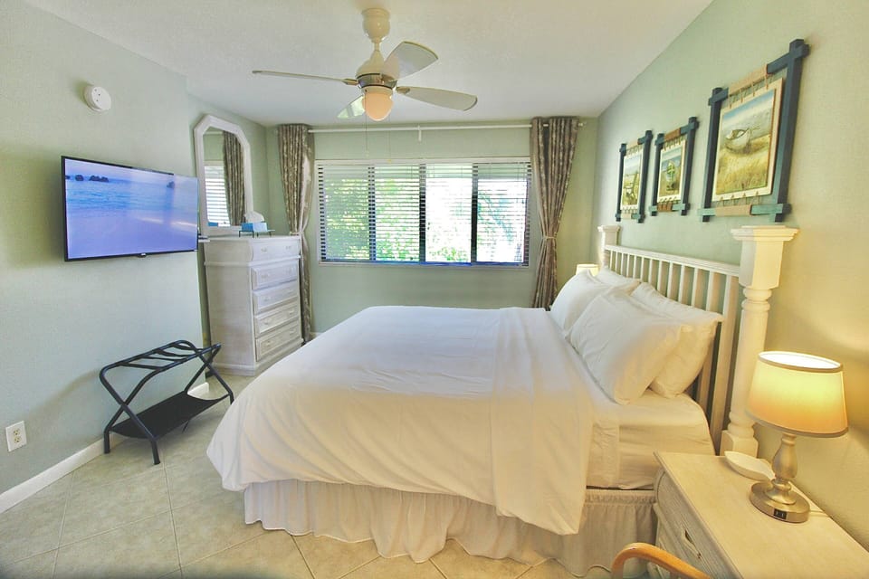 Stream all your favorite apps and shows from the comfort of bed, on the large screen Smart TV.