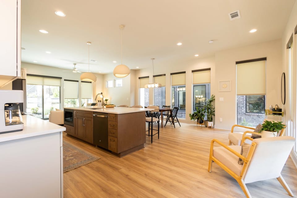 Light- filled, modern kitchen perfect for entertaining and gathering