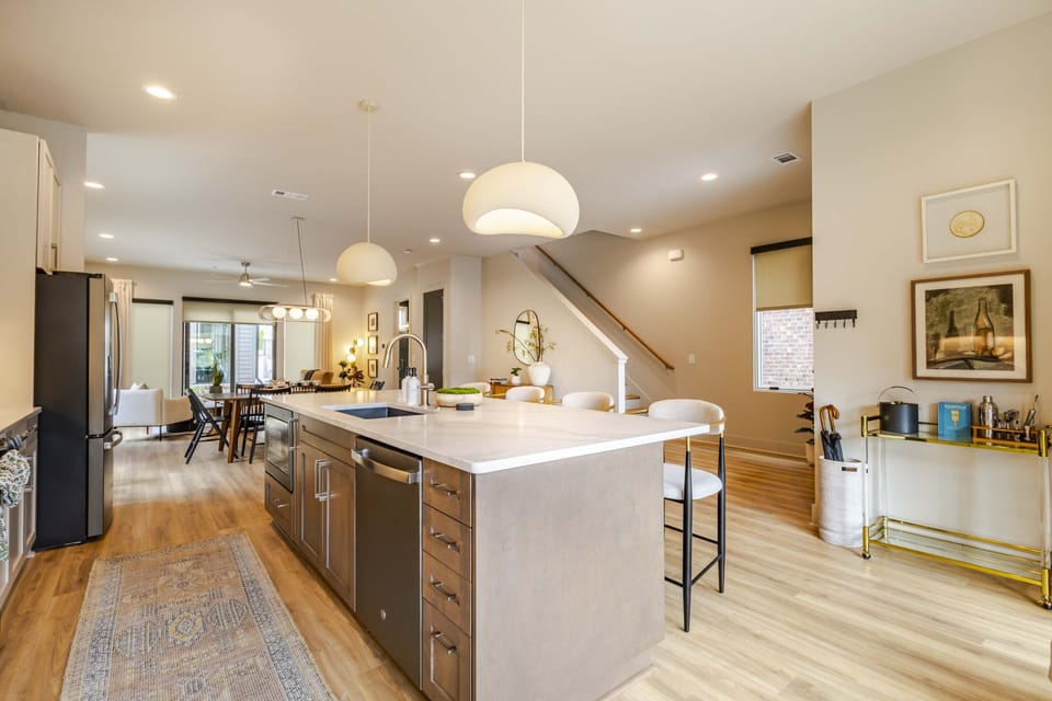 Gourmet kitchen with oversized island and bar seating