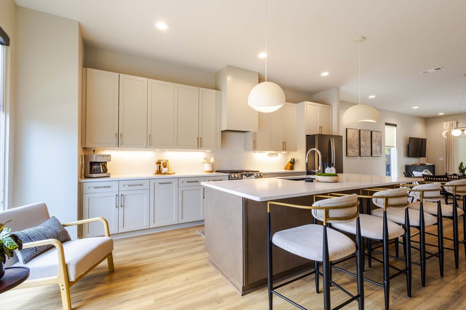 Light- filled, modern kitchen perfect for entertaining and gathering
