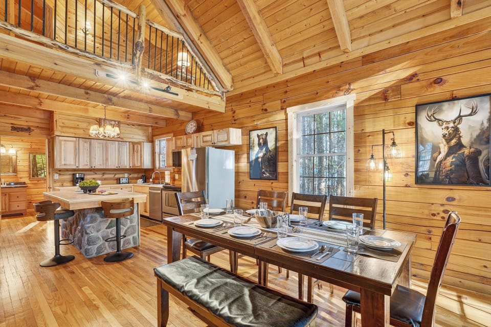 Dining and kitchen with additional island seating