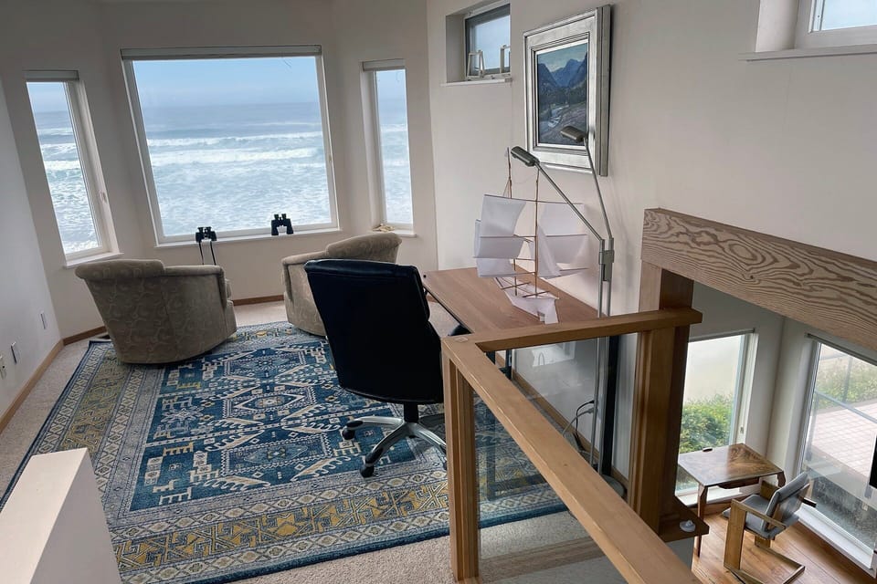 The loft has more incredible views along with a desk for your laptop.