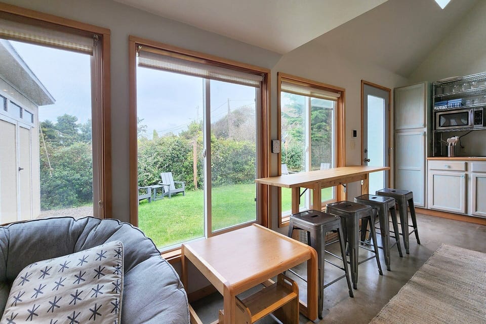 Windows to the beautiful yard let in a lot of light.