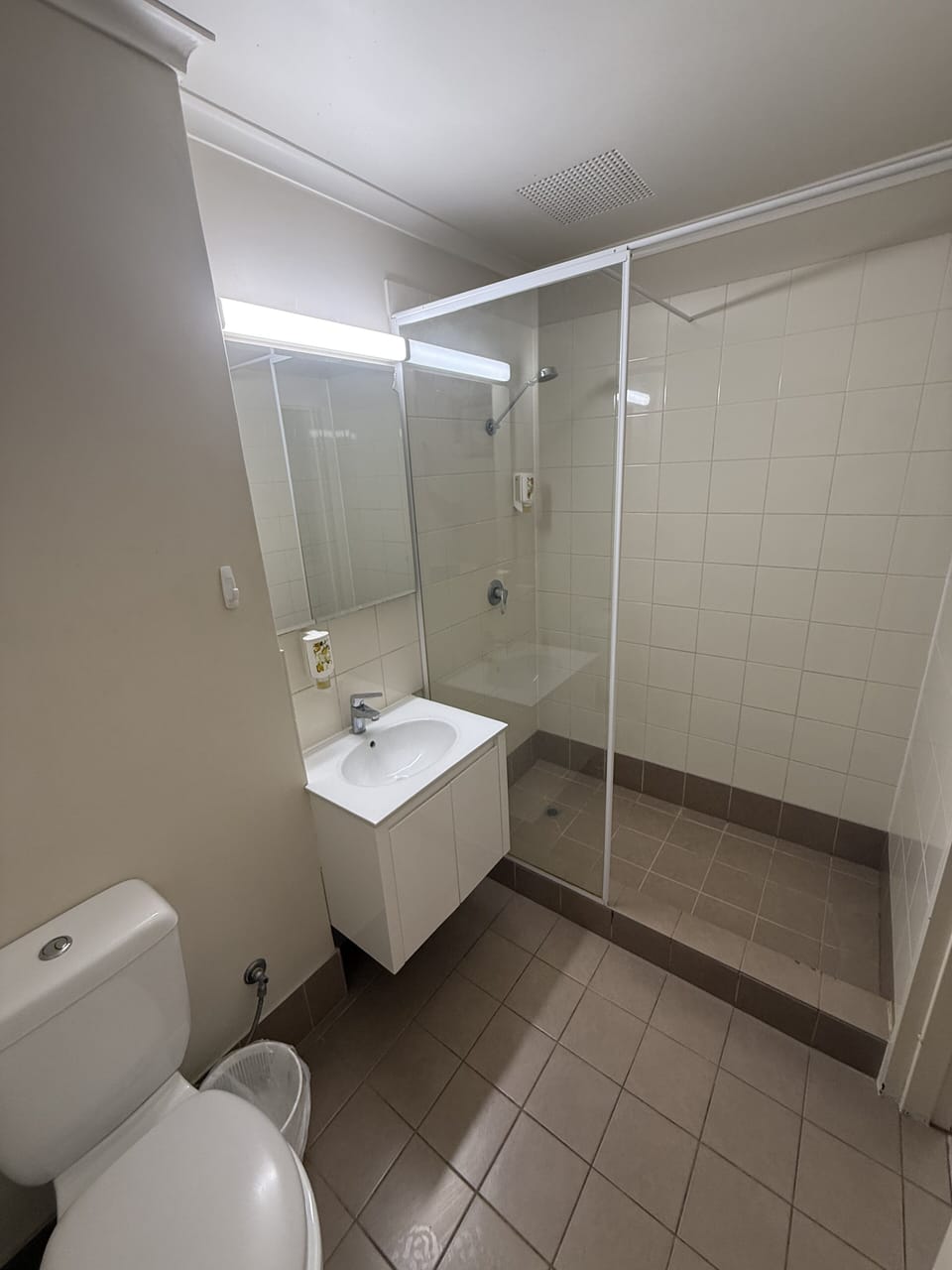 Shower, free toiletries, towels, soap