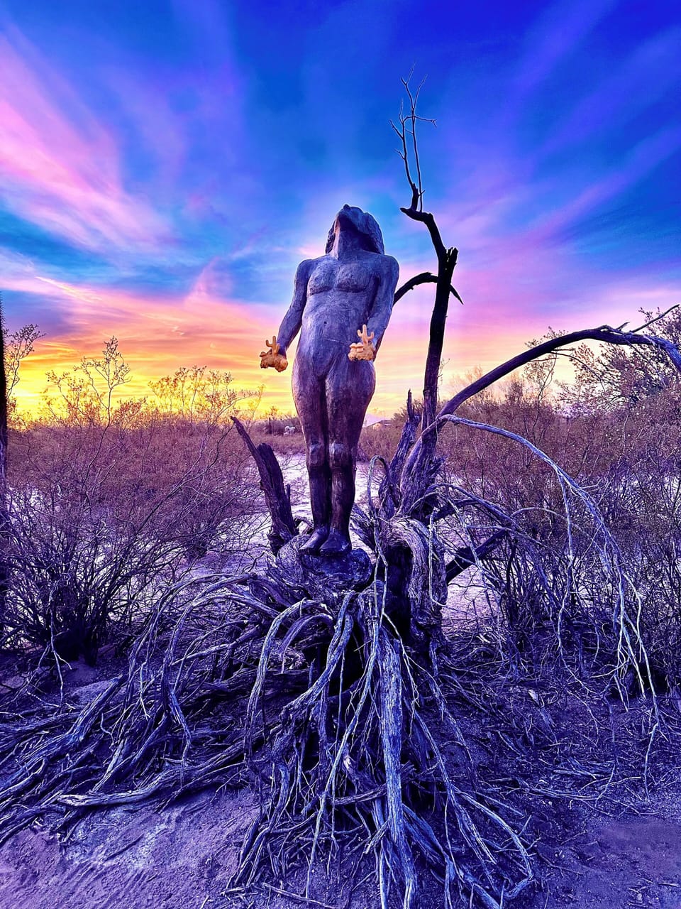 Sculpture permanently installed in the property