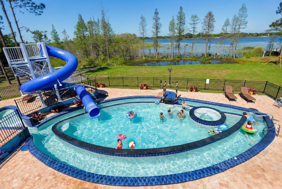 Giant waterslide at Orlando private waterpark vacation home