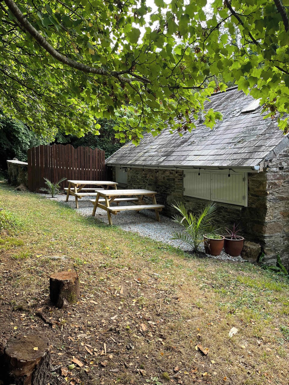 View of the seating area taken from the bbq