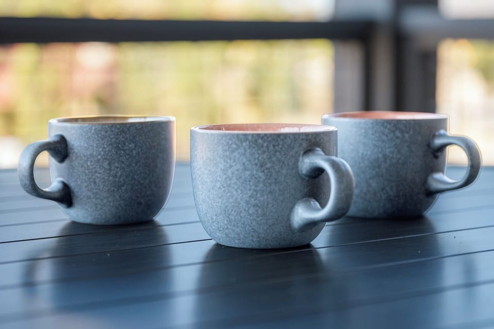 Enjoy coffee on the back patio on those crisp mornings