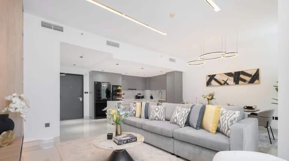 Luxury Apartment, Balcony, Marina View | Living area | 65-inch Smart TV with satellite channels