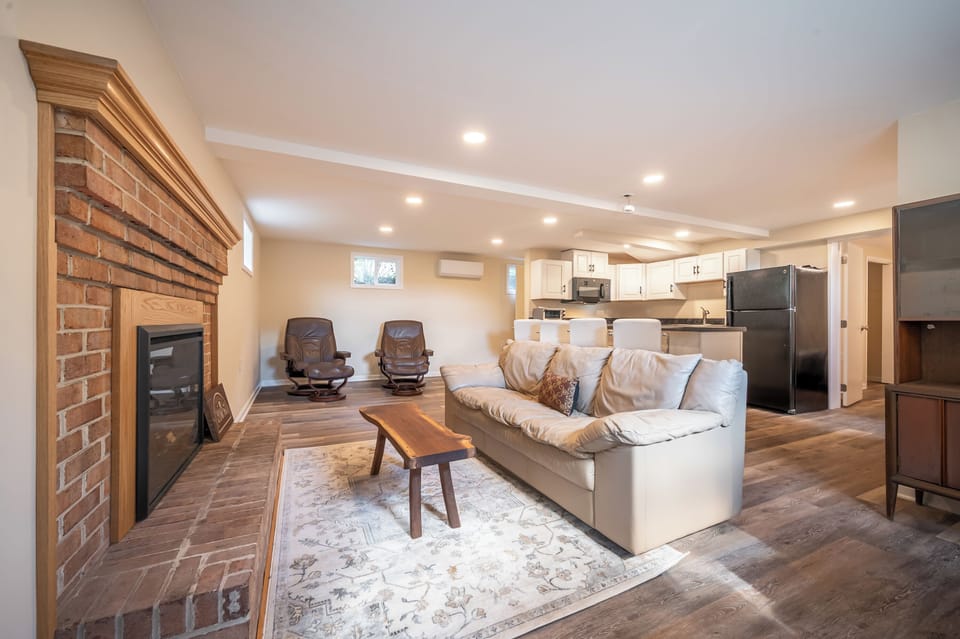 Second living room with fireplace seating