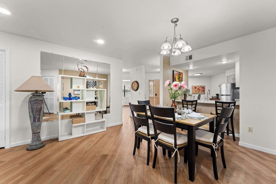 Gather, eat, and connect in the dining area next to kitchen and living room
