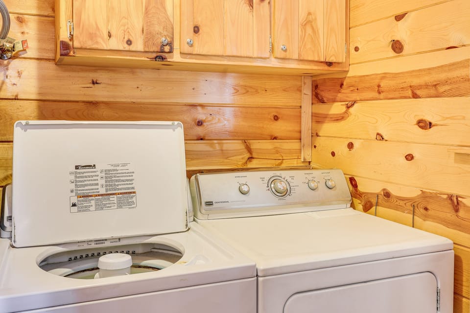 Convenient washer and dryer for extended stays.