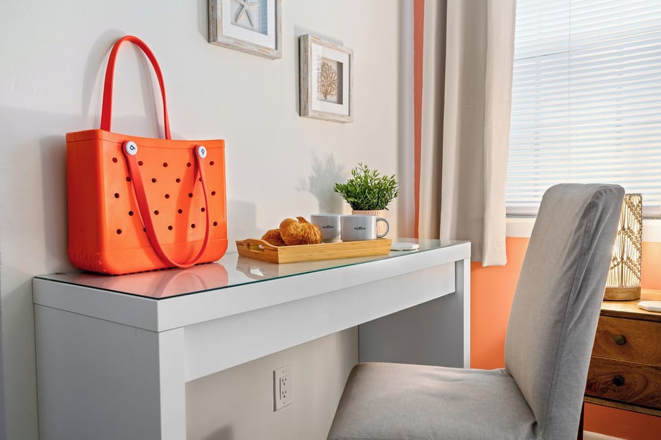 Need to attend to work? Feel free to set up the workspace at our desk area