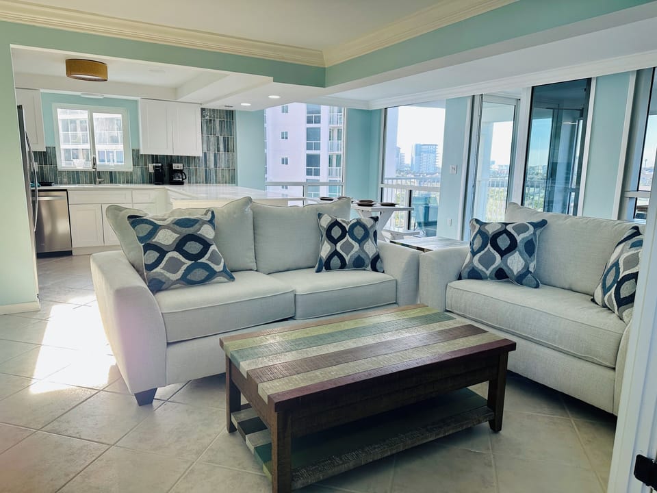 Sunlight and views abound in this seventh floor unit.