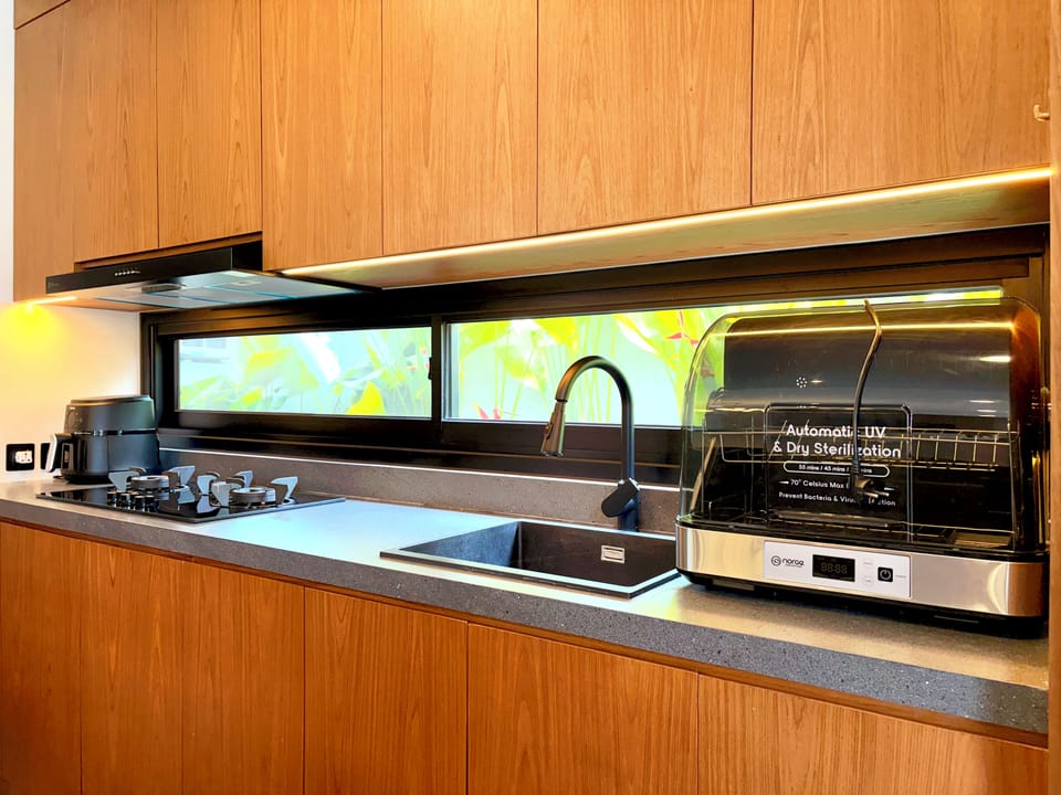 Family Villa, Kitchen, Pool View | Private kitchen | Full-size fridge, microwave, oven, cookware/dishes/utensils