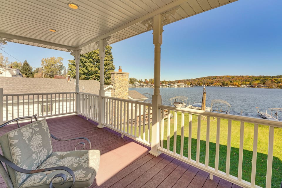 House Exterior | Upper Deck w/ Seating | Lake Views & Access