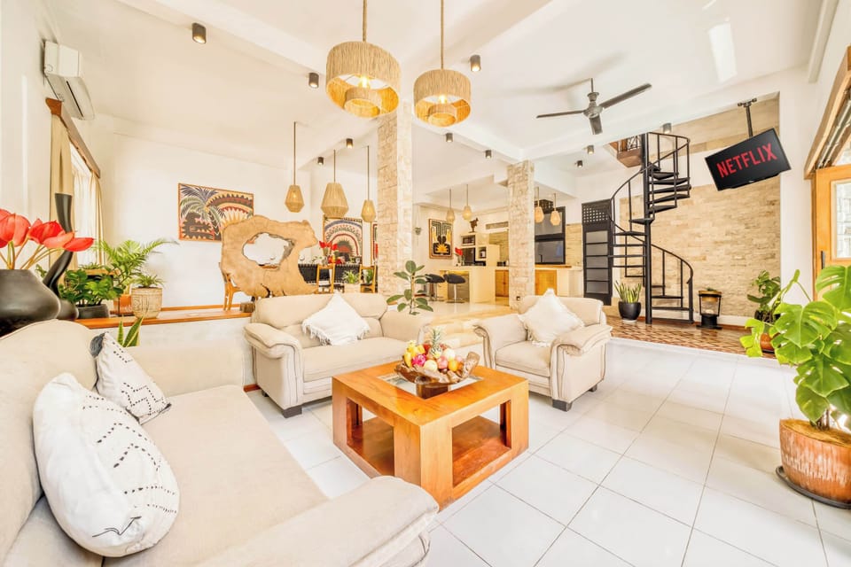 Cozy and stylish living space with elegant decor and ambient lighting.