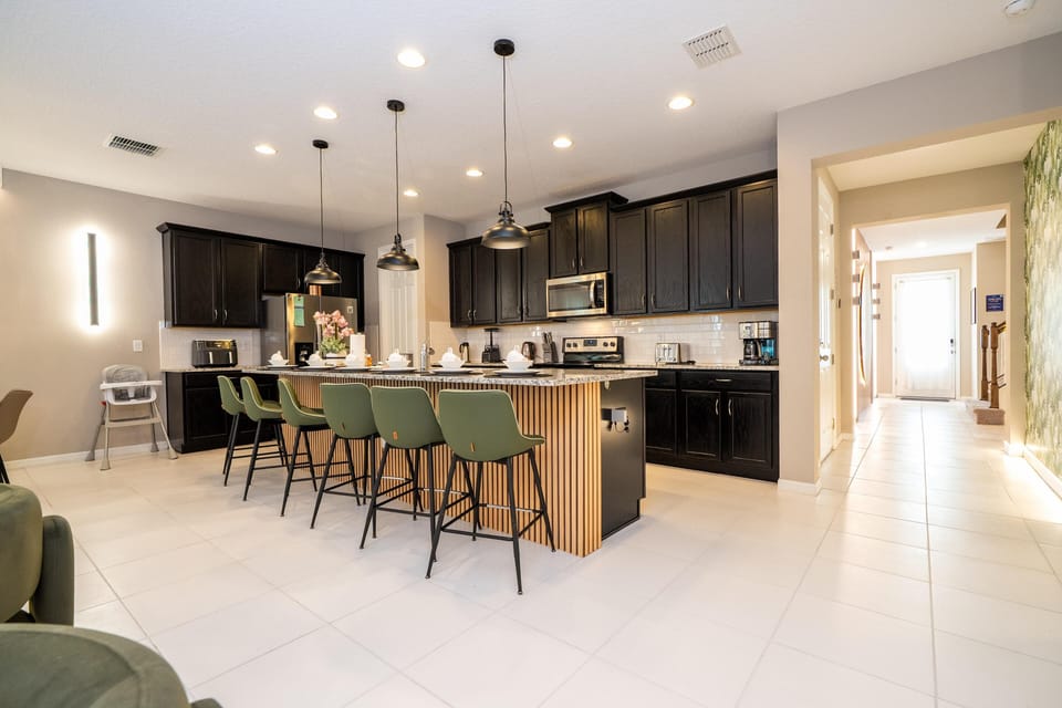 Spacious kitchen with modern island and stylish seating