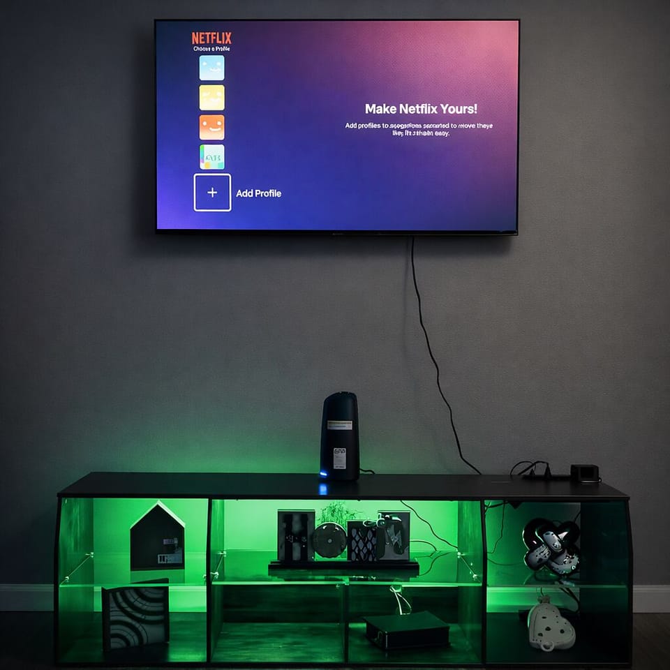 Unwind with comfy seating and a 55″ smart TV featuring free Netflix.