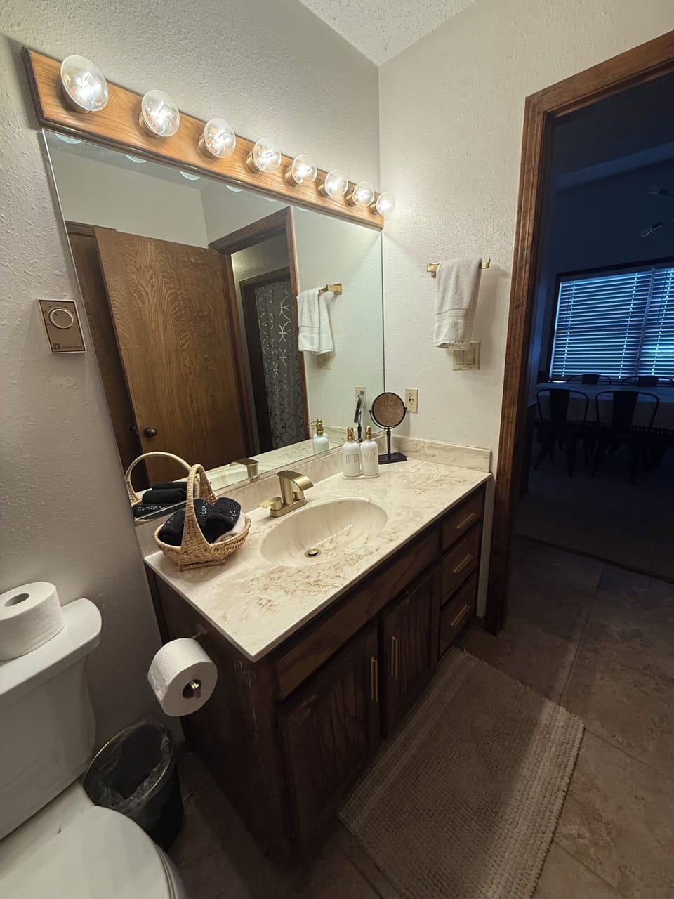 Full size bathroom. Shower and bath tub!