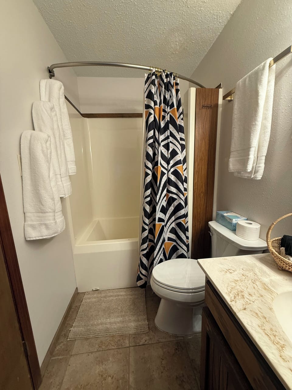 Full size bathroom. Shower and bath tub!