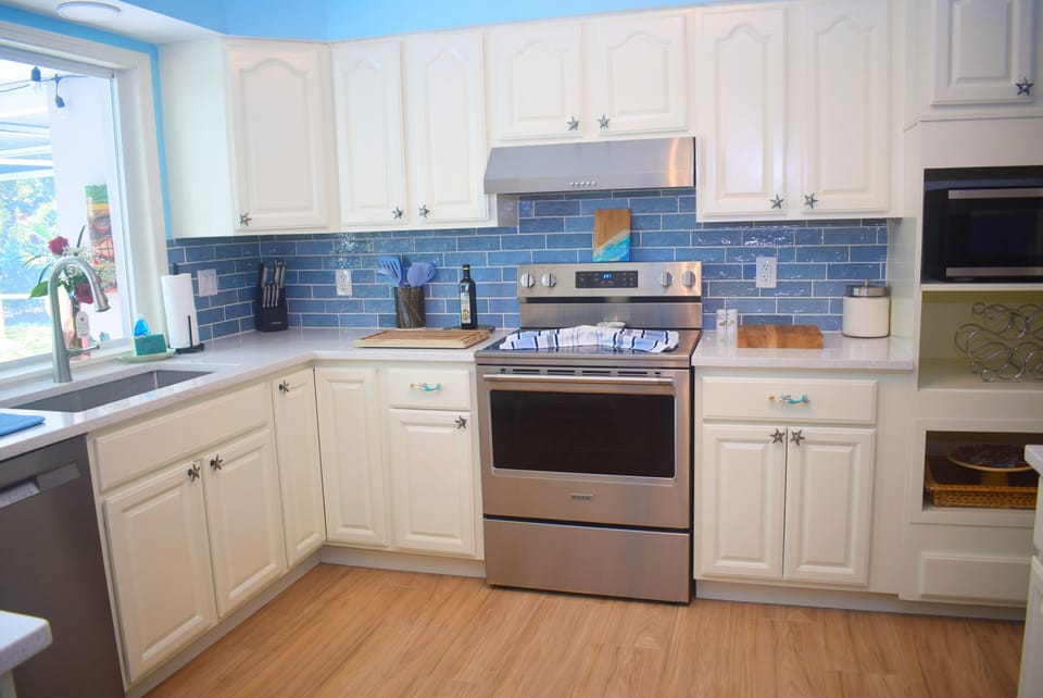 The kitchen is stocked with all the amenities to cook a complete family dinner.