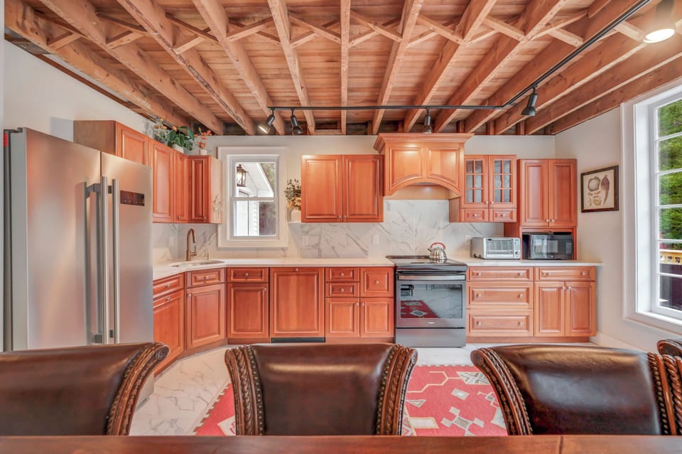 One of two kitchens