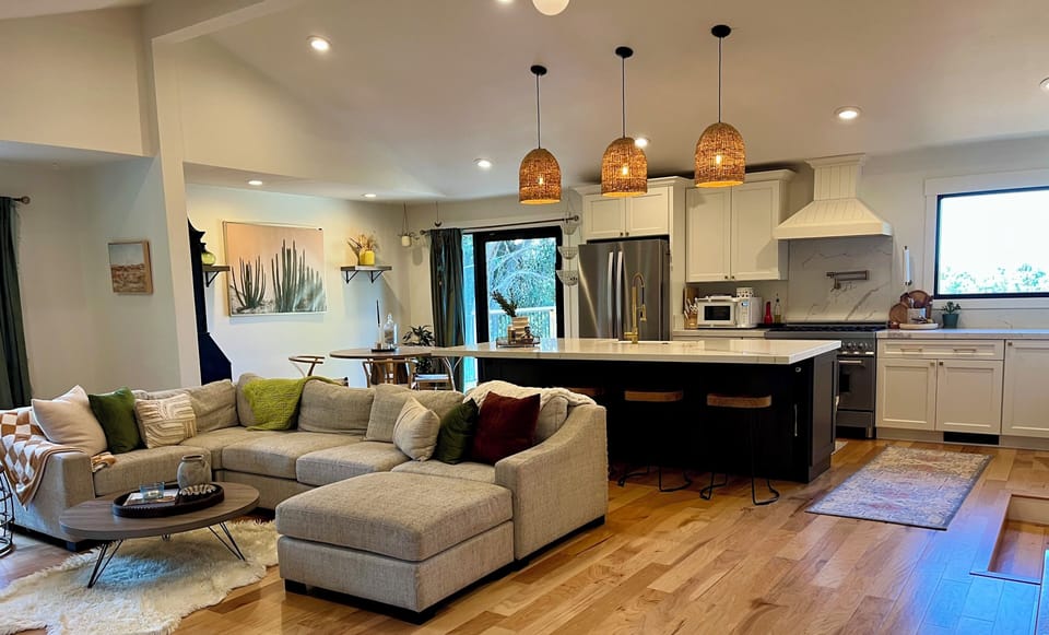 Cozy living room space to entertain while cooking 