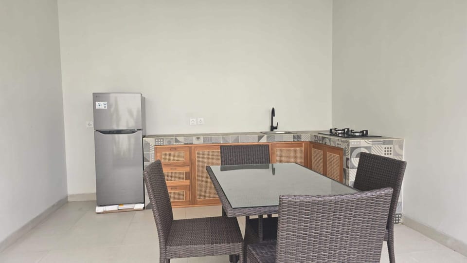 Villa, 2 Bedrooms, Balcony, Pool View | Private kitchen | Fridge, microwave, stovetop, dishwasher