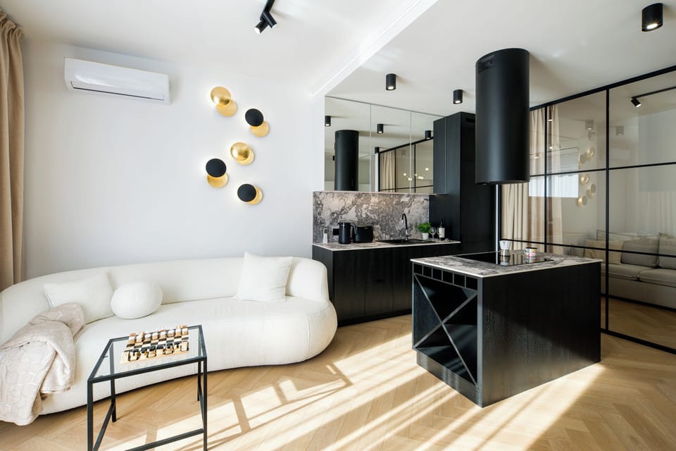 living room, kitchen