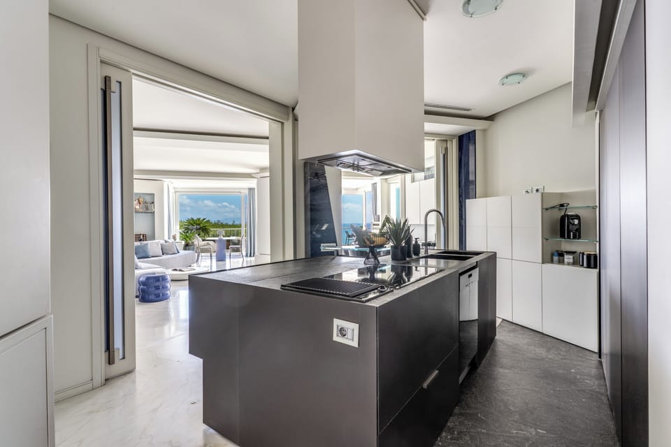 Penthouse, Sea View | Private kitchen | Full-size fridge, microwave, oven, stovetop