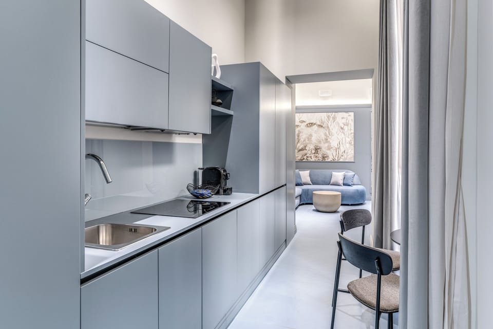 Apartment, Balcony, Partial Sea View | Private kitchen | Full-size fridge, microwave, stovetop, dishwasher