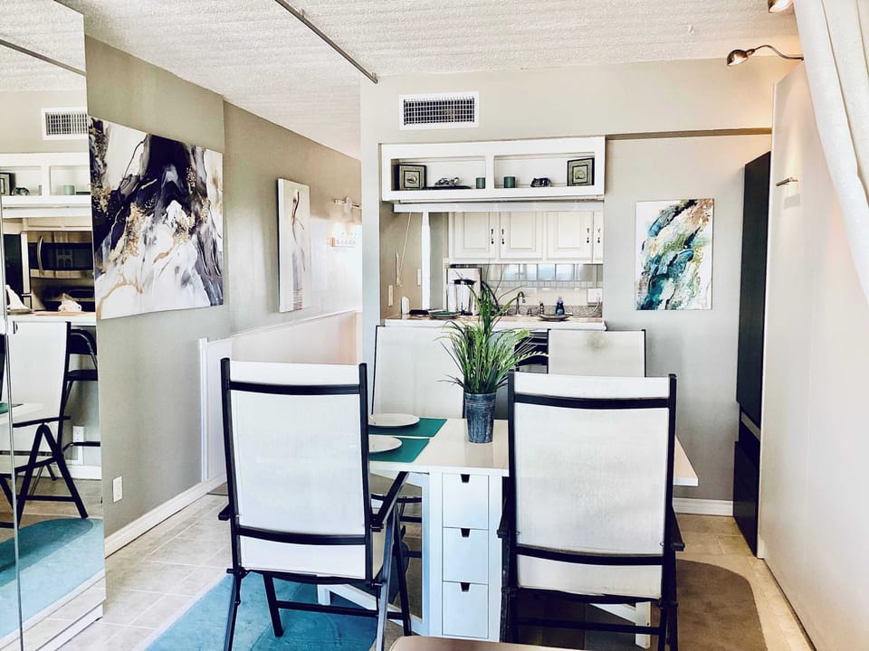 Dining area with Murphy bed tucked away