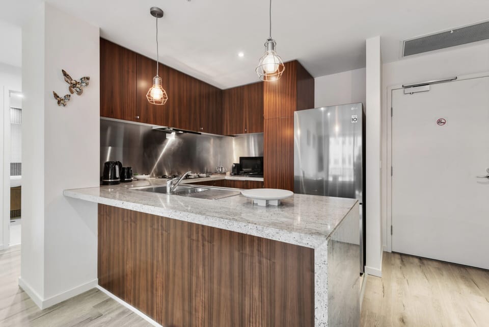 Apartment | Private kitchen | Fridge, microwave, oven, stovetop
