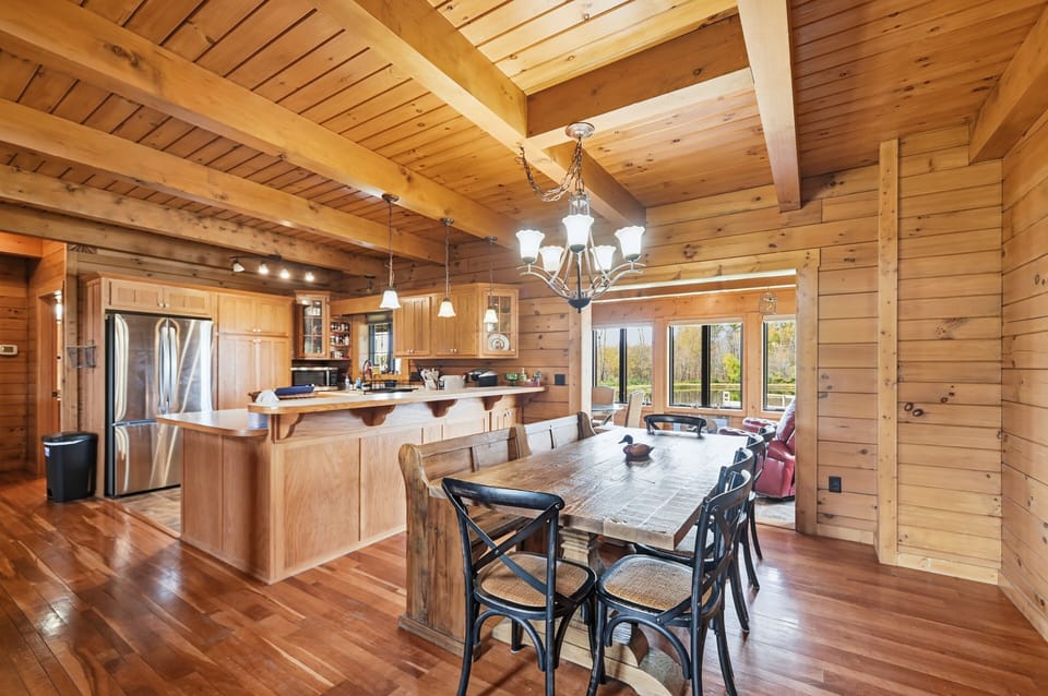 Indoors, Hardwood, Stained Wood, Chandelier, Lamp