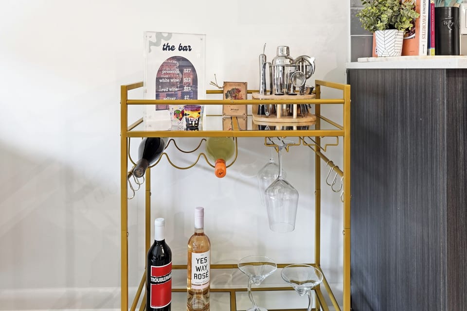 Mini bar for crafted cocktails and a good time!