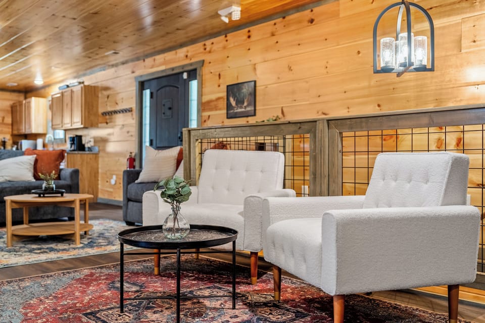Rustic charm meets modern comfort in this beautifully styled living space.