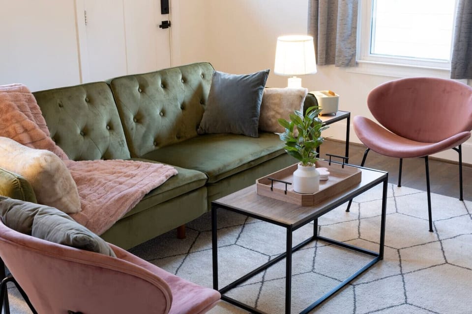 The living room couch will not only transport you back to a bygone era, it will also transport you to dreamland as it converts to a bed!