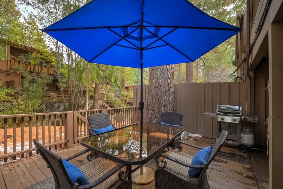 Gather around the table beneath Tahoe’s tall pines—your space to sip, connect, and feel the day melt into mountain calm.