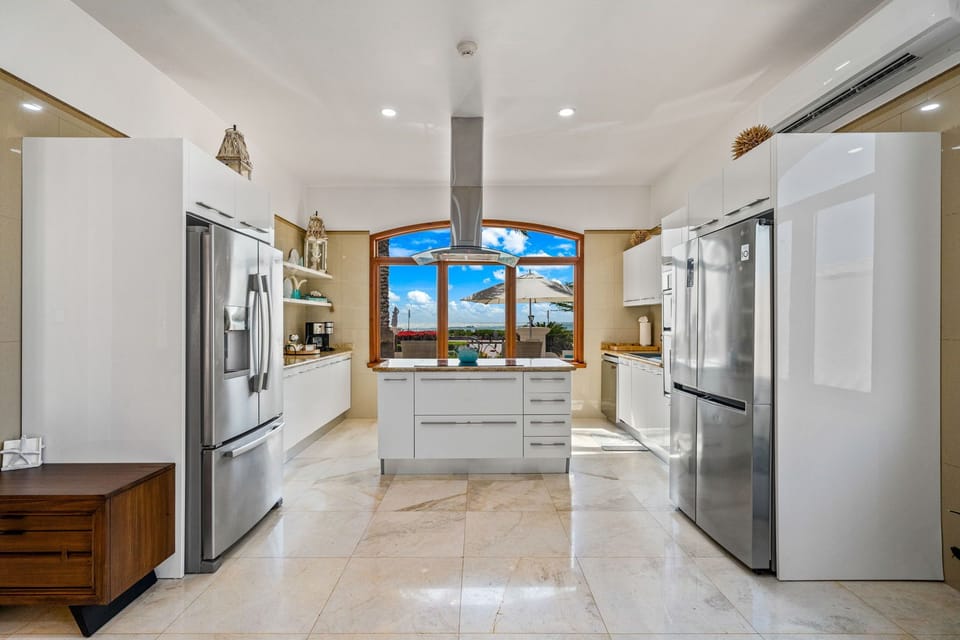 “Fully equipped kitchen in our luxury oceanfront villa in Aruba with two refrigerators