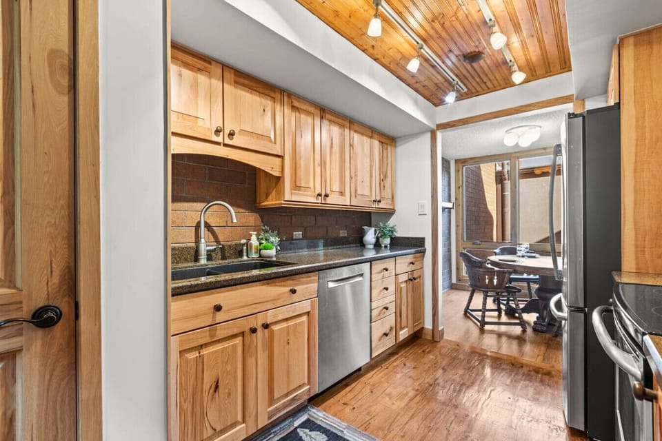 Whether it is take out night or you are cooking a meal, this kitchen has you covered