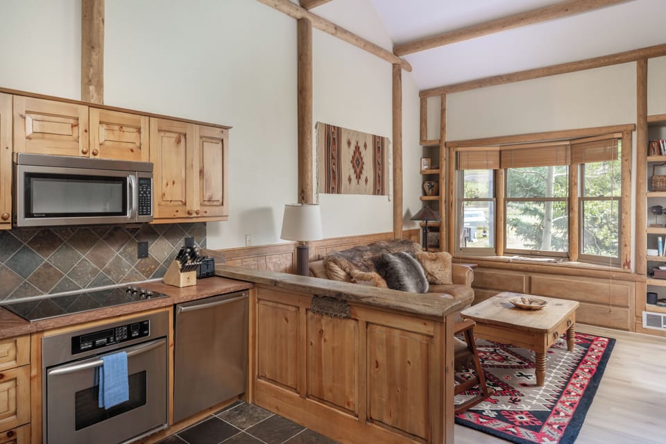 Open living space with natural light and mountain-lodge warmth