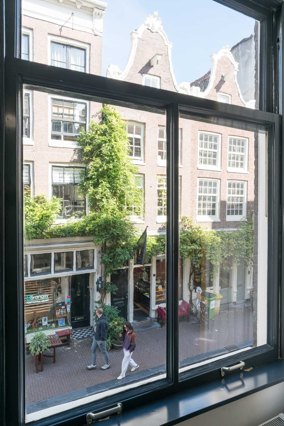 Street view from the window: a glimpse of Amsterdam's charm right outside your room.