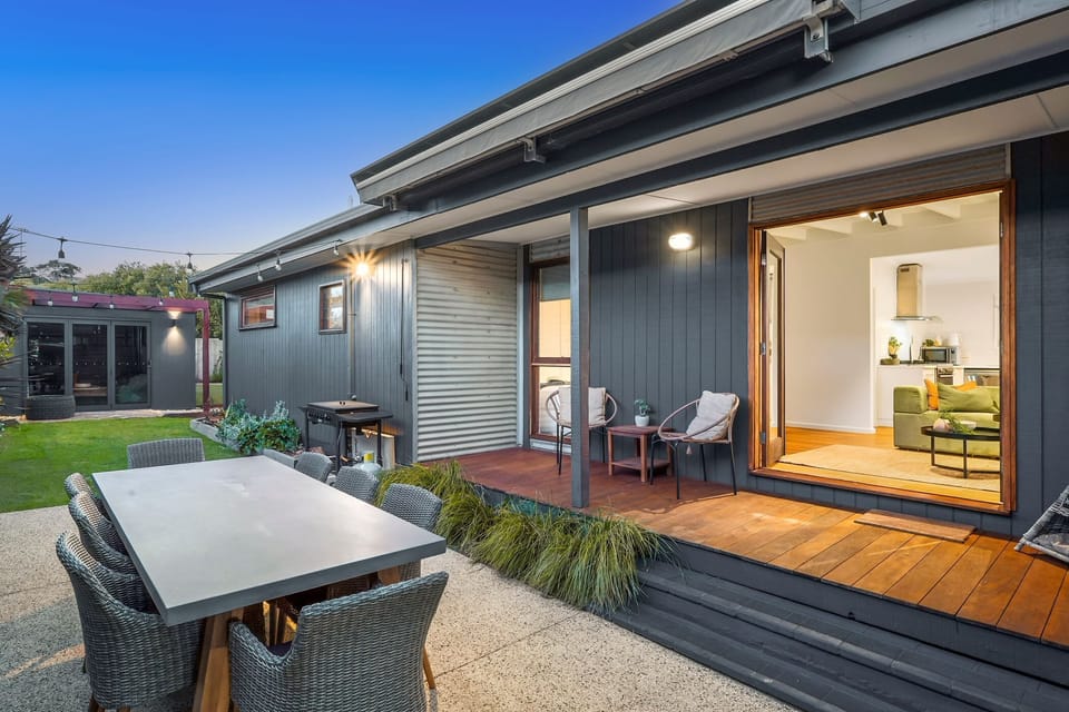 Sunny coastal entertaining deck