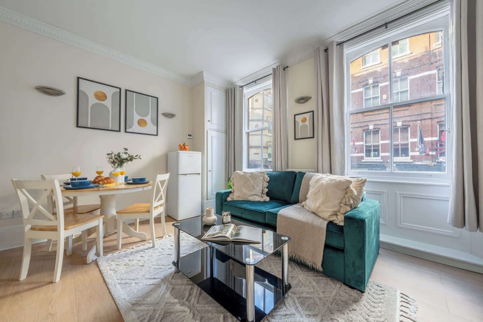 The open-plan living and dining area
