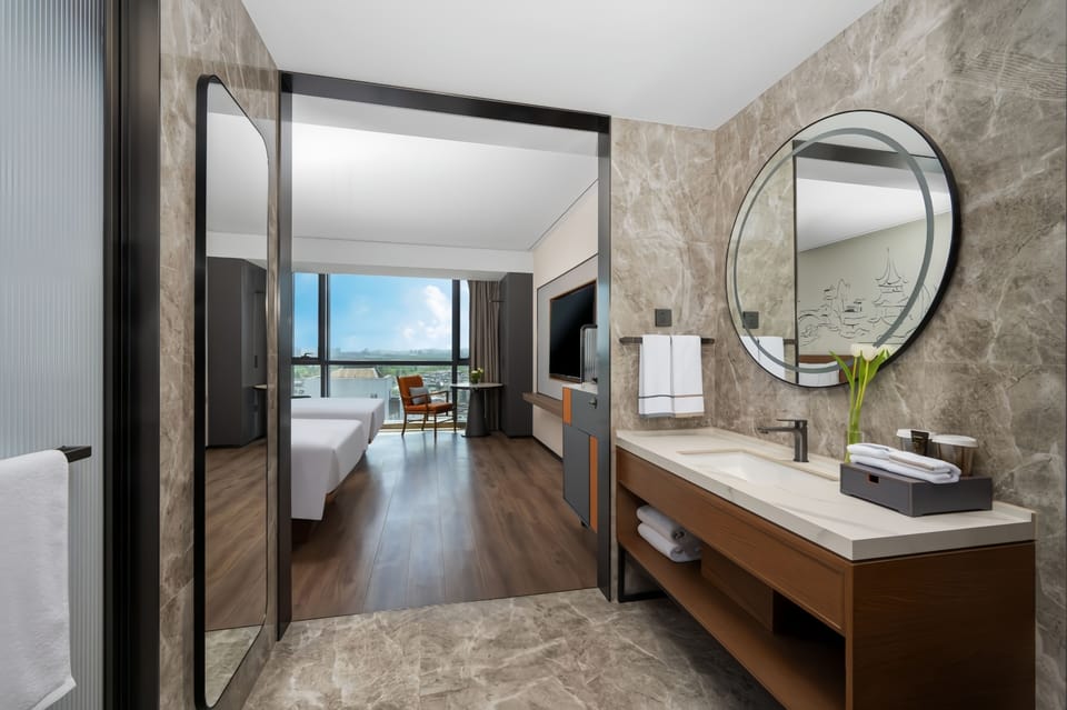 In-room safe, desk, laptop workspace, blackout drapes