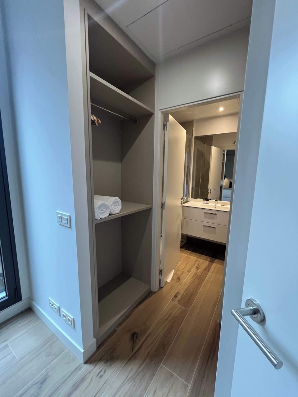 View into a walk-in closet.