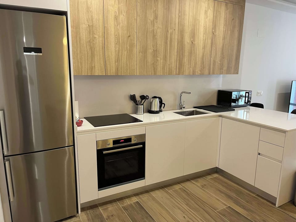 Kitchen counter and appliances.